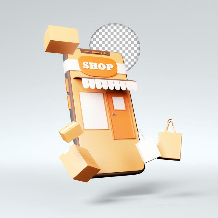 PSD icono de la aplicación de compras en línea aislado 3d render ilustración