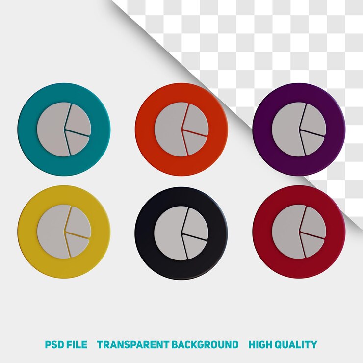 PSD ícono de aplicación de gráfico circular minimalista de renderizado 3d psd premium