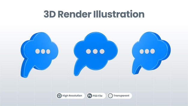 icono de aplicación de notificación de chat de mensaje de procesamiento 3d