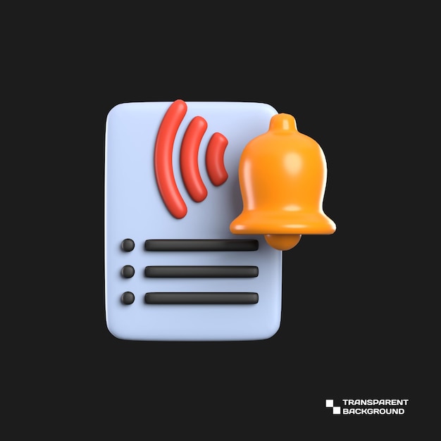 PSD icono de aplicación de recordatorio de renderizado 3d