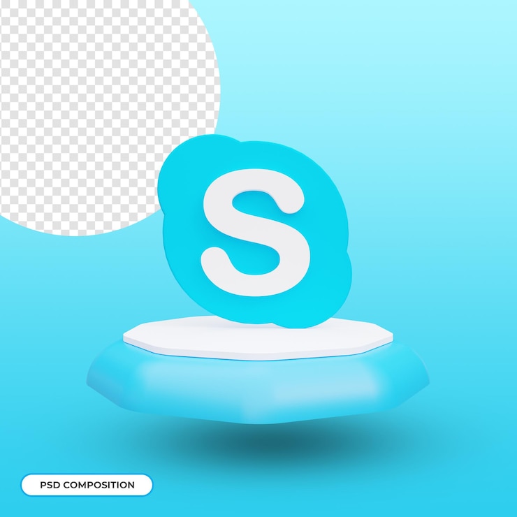 PSD icono de la aplicación de skype aislado en renderizado 3d