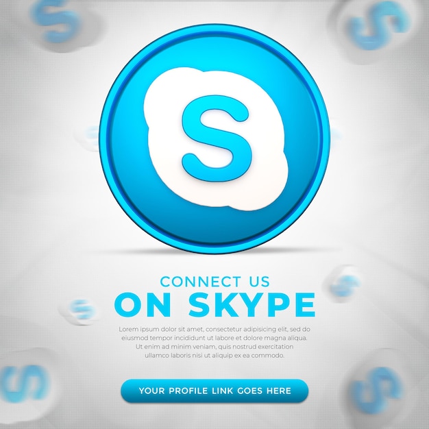 Icono de la aplicación de Skype de redes sociales en representación 3D