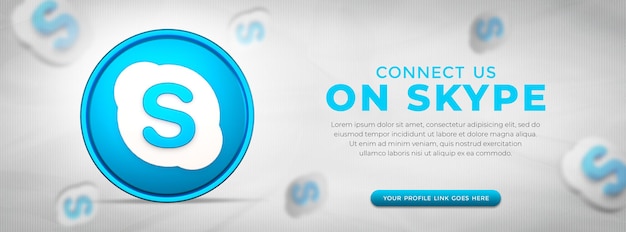 Icono de la aplicación de Skype de redes sociales en representación 3D