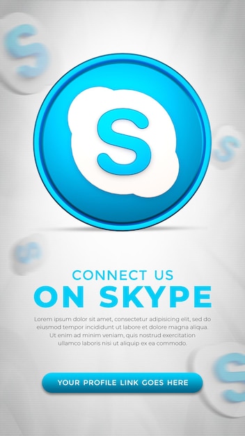 Icono de la aplicación de Skype de redes sociales en representación 3D