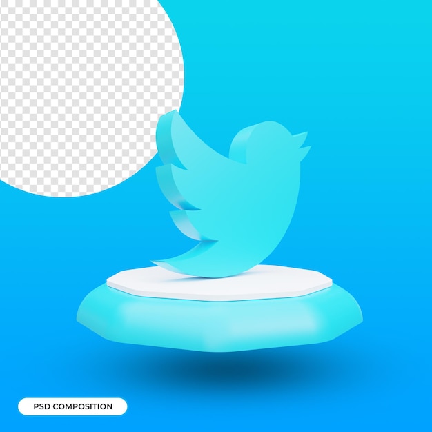 Icono de la aplicación de twitter aislado en renderizado 3d