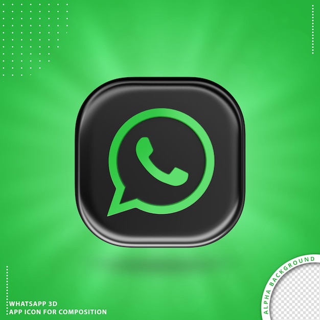 PSD icono de aplicación whatsapp para composición negro