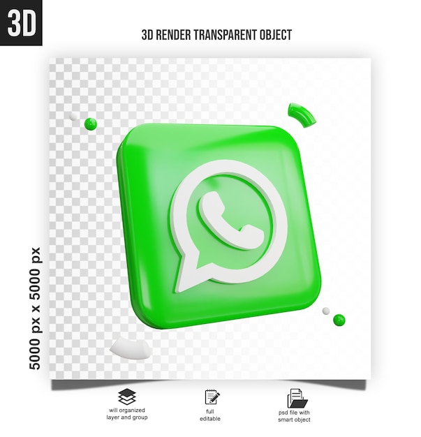 Icono de la aplicación whatsapp en las redes sociales 3d