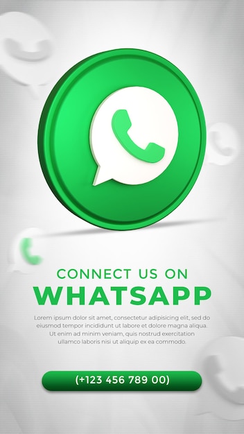 Icono de la aplicación de whatsapp de redes sociales en representación 3d