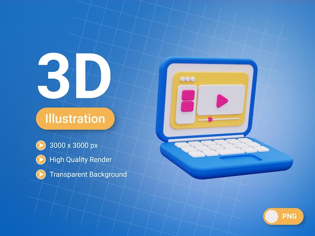 PSD icono de aprendizaje en línea 3d