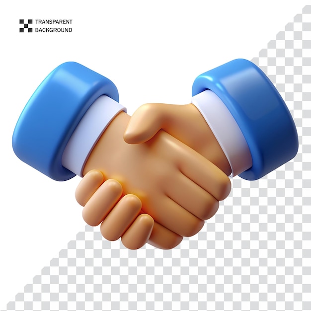 Icono de apretón de manos de negocios Icono de estilo de renderización 3D Imagen PNG aislada en un archivo PSD de fondo transparente