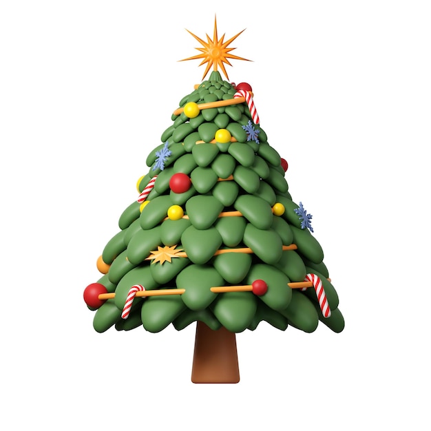 PSD icono de árbol de navidad 3d decorativo minimalista árbol de forma cónica festiva decoración de vacaciones de año nuevo elemento de diseño 3d en estilo de dibujos animados icono aislado sobre fondo blanco ilustración 3d