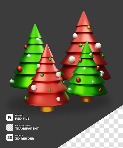 PSD icono de árbol de navidad 3d con fondo transparente