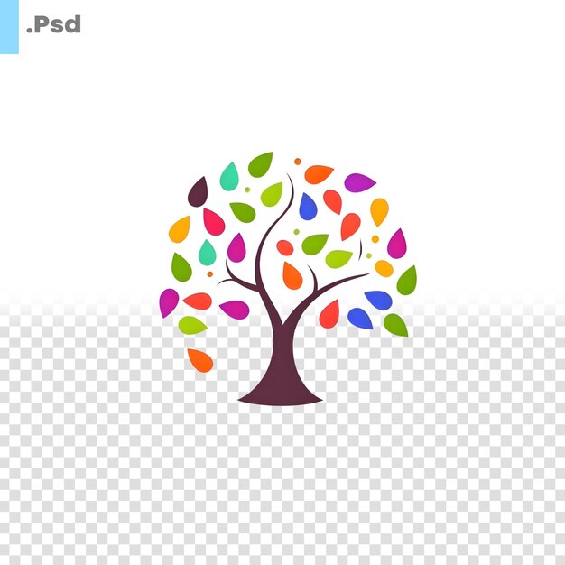 PSD icono de árbol de otoño colorido aislado en fondo blanco plantilla psd de ilustración vectorial