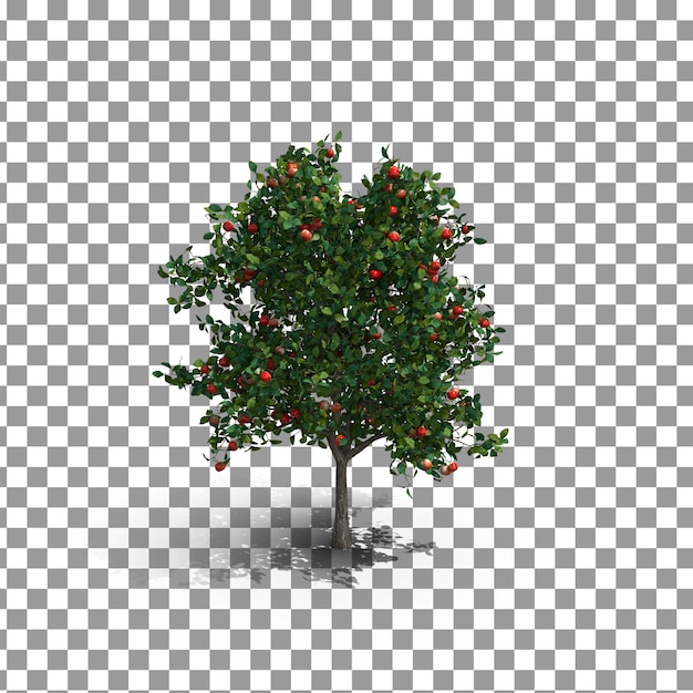 Icono de árbol PSD 3D sobre fondo aislado y transparente