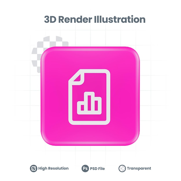 Icono de archivo de análisis de procesamiento 3D para promoción de redes sociales de aplicaciones móviles web