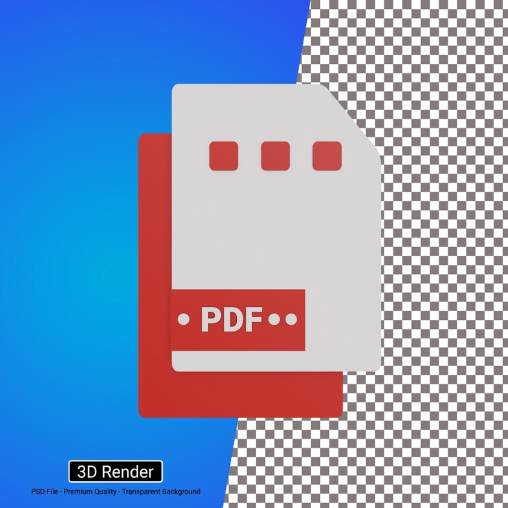 PSD icono de archivo de formato pdf de ilustración 3d