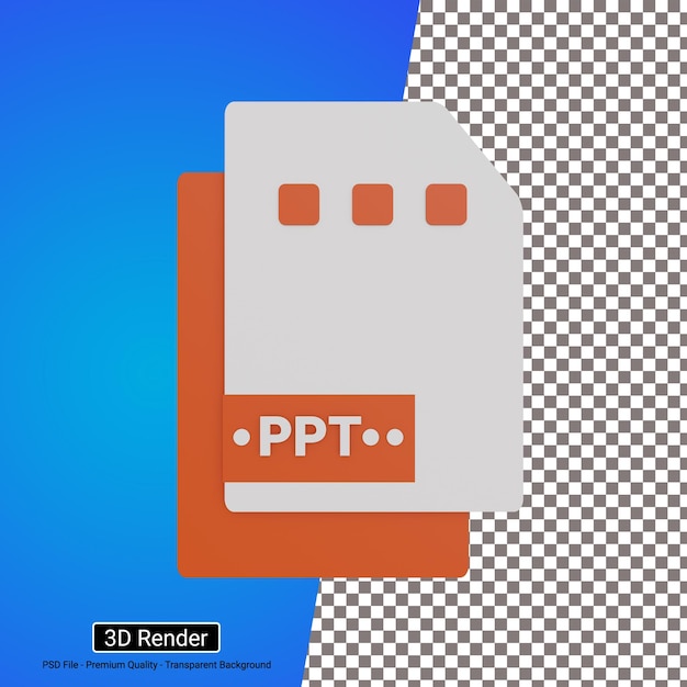 PSD icono de archivo de formato ppt de ilustración 3d