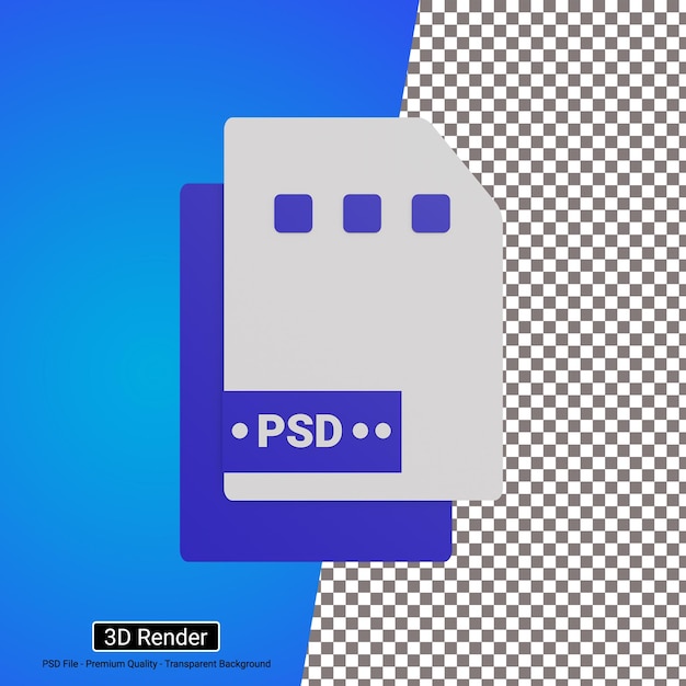 Icono de archivo de formato PSD de ilustración 3D