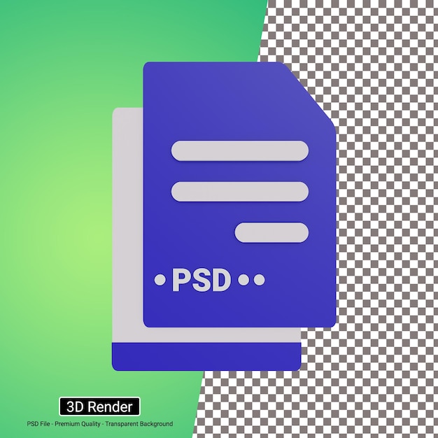 PSD icono de archivo de formato psd de ilustración 3d