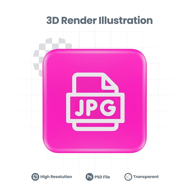 PSD icono de archivo jpg realista en 3d para promoción de redes sociales de aplicaciones móviles web