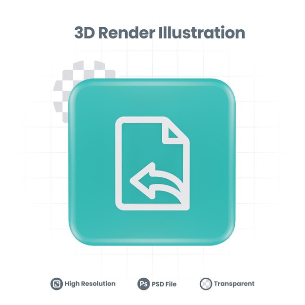 PSD icono de archivo de página de giro de renderizado 3d para promoción de redes sociales de aplicaciones móviles web