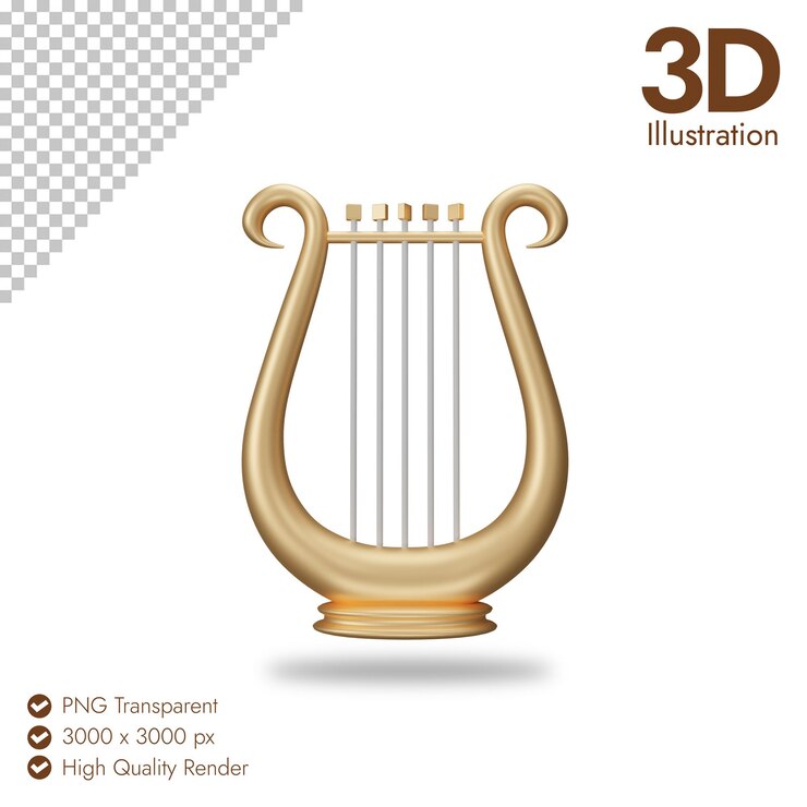 PSD icono del arpa 3d aislado en un fondo transparente