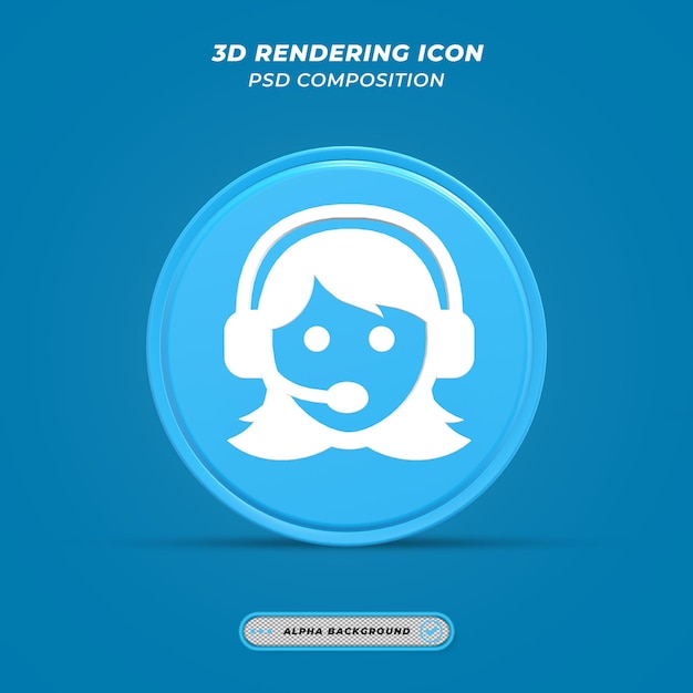 Icono de atención al cliente en representación 3D