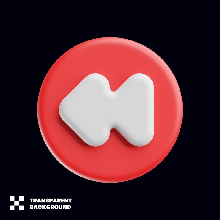 PSD icono hacia atrás en renderizado 3d minimalista