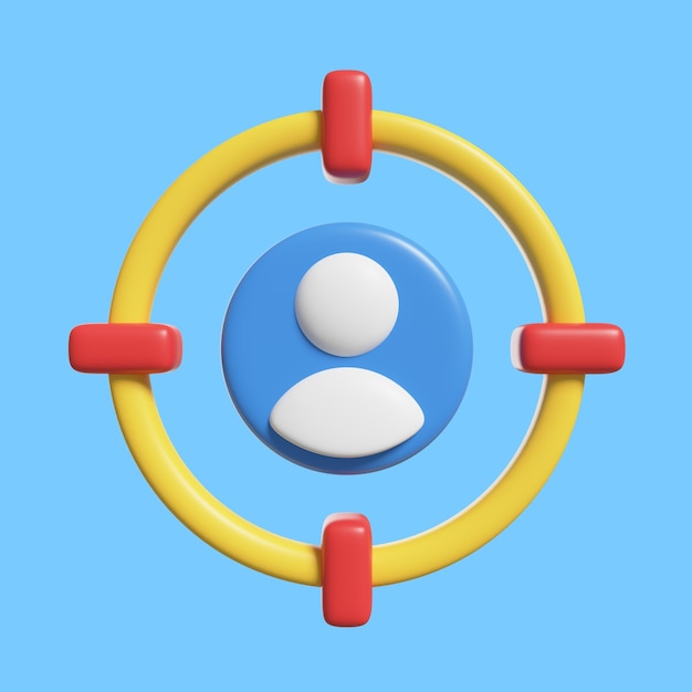 Icono de audiencia objetivo en renderizado 3d