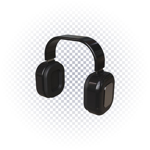 Icono de auriculares negros 3d render aislado