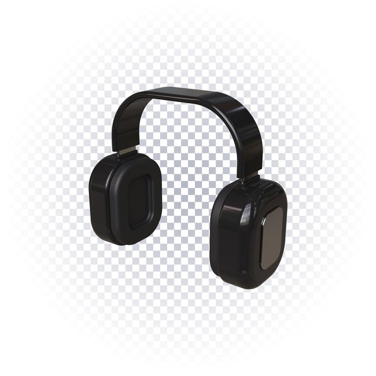 PSD icono de auriculares negros 3d render aislado