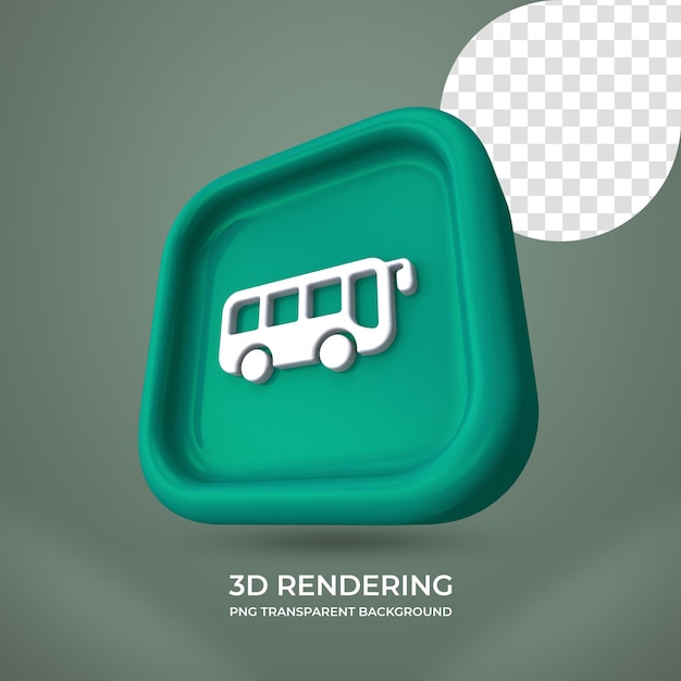 PSD icono de autobús 3d renderizado aislado fondo transparente