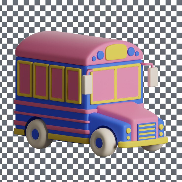 PSD icono del autobús escolar psd 3d en un fondo aislado y transparente