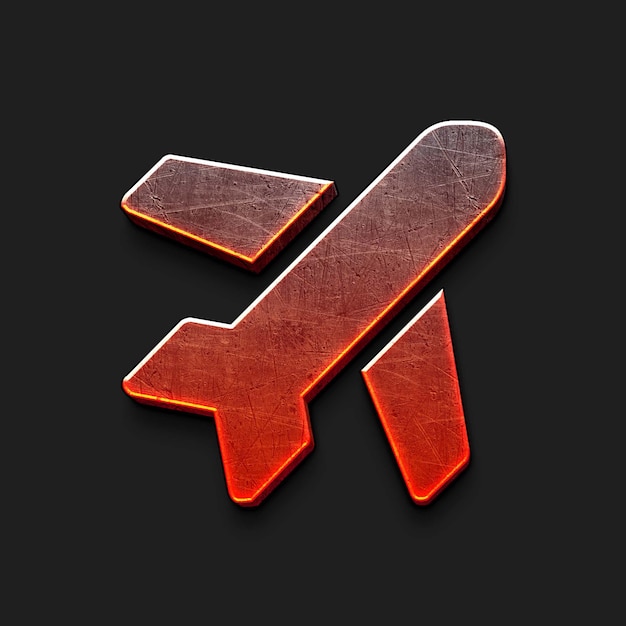 Icono de avión rojo en 3D