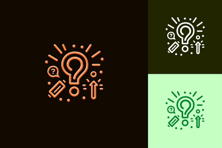 PSD icono de ayuda con un esquema de signo de pregunta y un pequeño exclamación abstracto diseños de íconos minimalistas