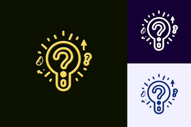 Icono de ayuda con un esquema de signo de pregunta y un pequeño exclamación Abstracto Diseños de íconos minimalistas