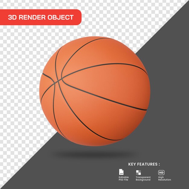 Icono de baloncesto de render 3d