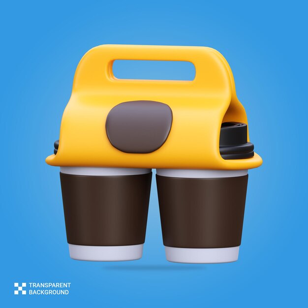 El icono de la bandeja de café del renderizador PSD 3D