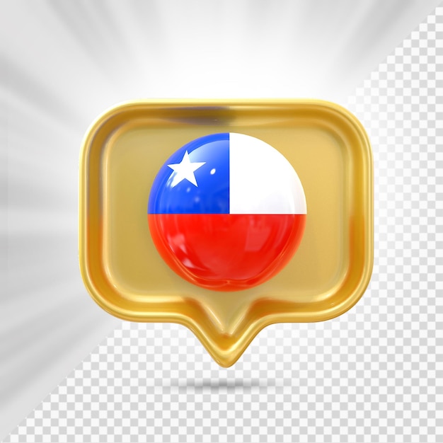 PSD icono de la bandera de chile 3d render a