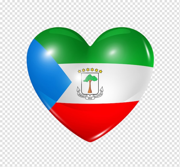 Icono de bandera de guinea ecuatorial de corazón 3d aislado