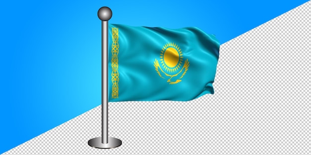 PSD icono de la bandera de kazajstán 3d - insignia png - fondo transparente