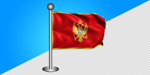 PSD icono de la bandera de montenegro 3d - insignia png - fondo transparente