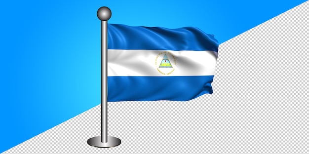 PSD icono de la bandera de nicaragua 3d - insignia png - fondo transparente