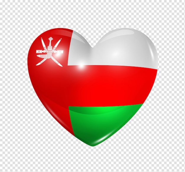 Icono de bandera de Omán corazón 3D aislado