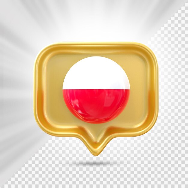 Icono de la bandera de polonia 3d render a