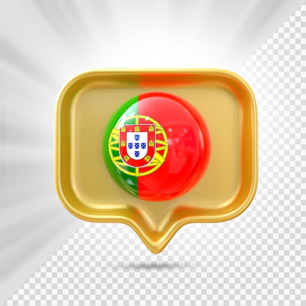 PSD icono de la bandera de portugal 3d render a