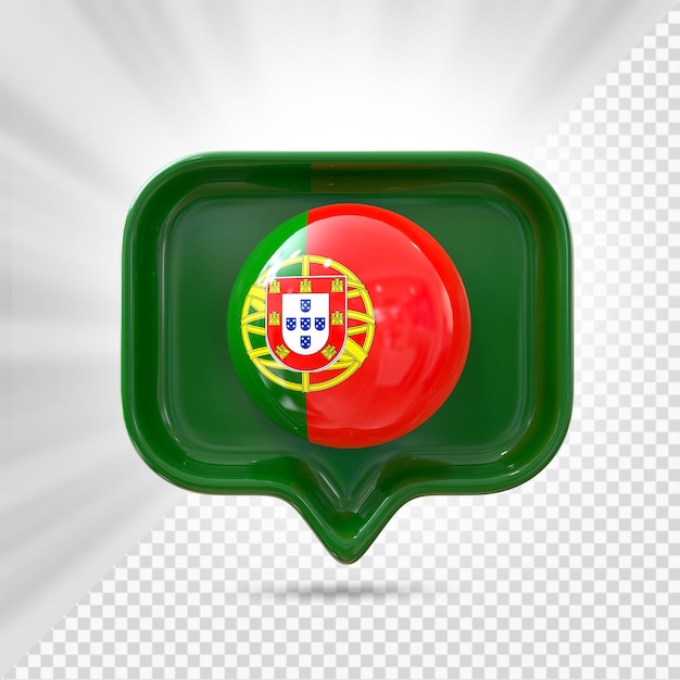 PSD icono de la bandera de portugal render 3d