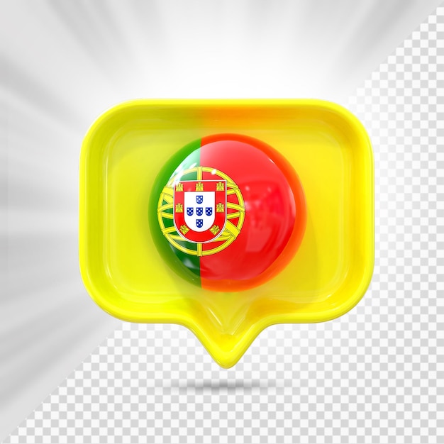 PSD icono de la bandera de portugal render 3d