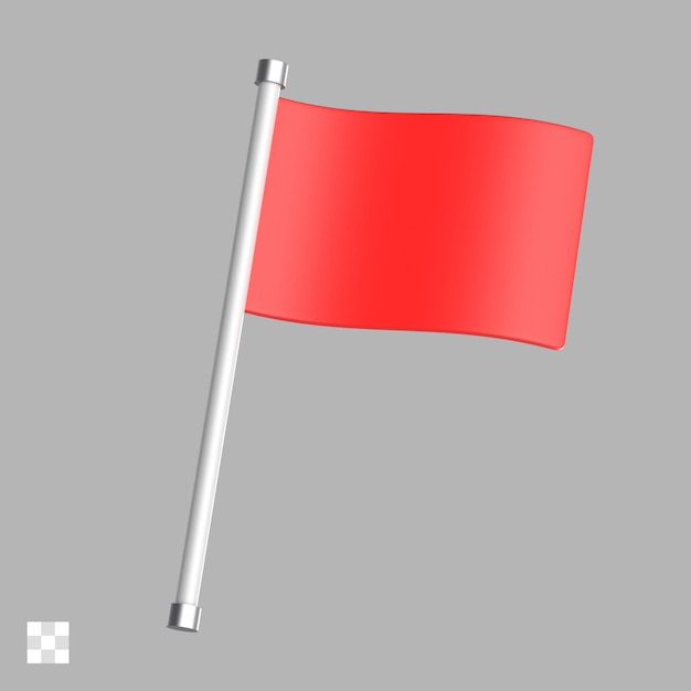 Icono de bandera roja en 3d