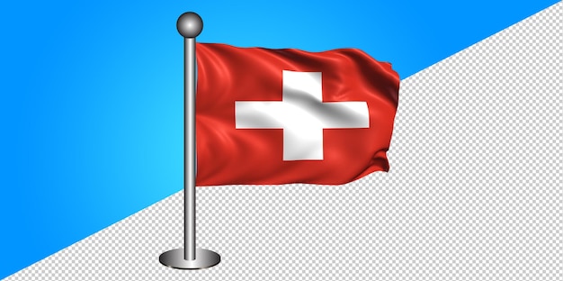 Icono de la bandera de suiza 3d - insignia png - fondo transparente